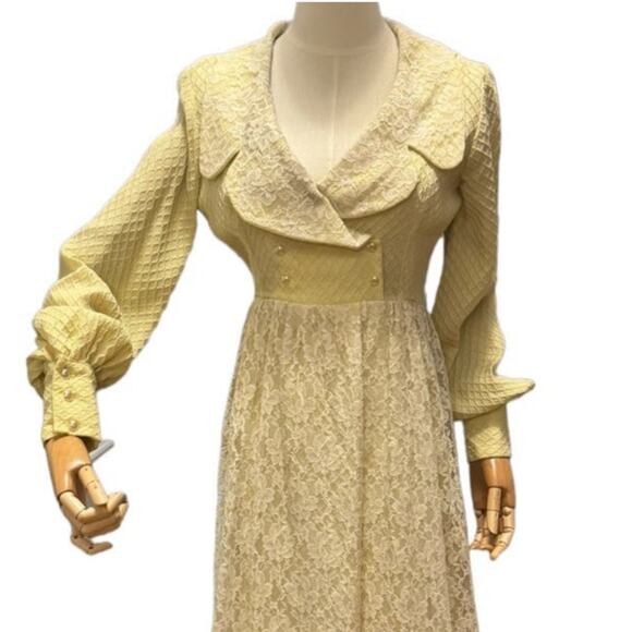 Bridgerton-Inspired Vintage Lace Gown | Romantic Regency Cottagecore Maxi XXS - Picture 10 of 16